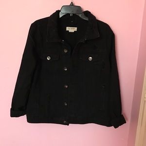 Urban outfitters black distressed denim jacket